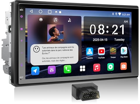 ATOTOEXCEL Autoradio 2 Din Android, CarPlay e Android Auto Senza fili con 7 pollici Schermo per Auto, Scanner Bluetooth OBD2, GPS Navi, Wi-Fi/Bluetooth/USB, FM/AM/RDS, HD LRV, A5LG2B7T-S04