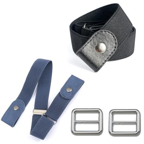 COYUN 2 Pcs Gürtel Ohne Schnalle Damen,Stretch Elastischer Schnallenloser verstellbar Langlebiger Dehnbarer unsichtbarer gürtel damen Für Jean,Hosen,Kleider,Justierbarer Stretchgürtel Für Damen,Herren