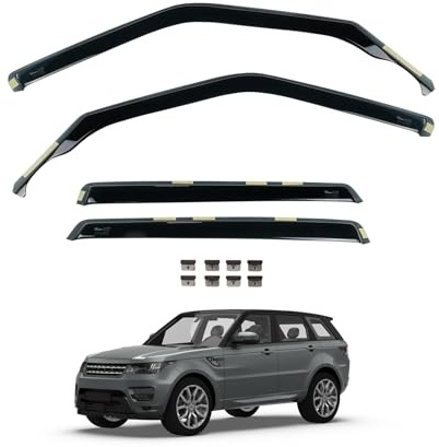 Team HEKO Wind Deflectors Range Rover Sport 2013-2022 Compatible Front and Rear Set of Window Deflectors Accessories UV Scratch Resistant Acrylic In-Channel Fitting Air Ventilation Rain Protection