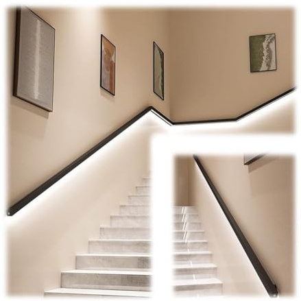Pasamanos de escalera, pasamanos de escalera LED, barra de apoyo de pared for pasillo de villa interior, pasamanos con sensor corporal iluminado, luces de pared largas de acero inoxidable(4ft/120cm)