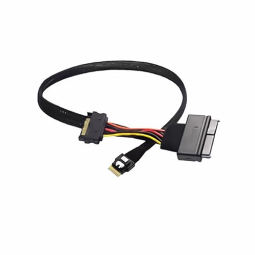 Dasbsug Slimline SFF-8654 - Cable 4i macho a SFF8639 con alimentación SATA de 15 pines para conectar unidades de disco duro U2U3 PCIe NVMe