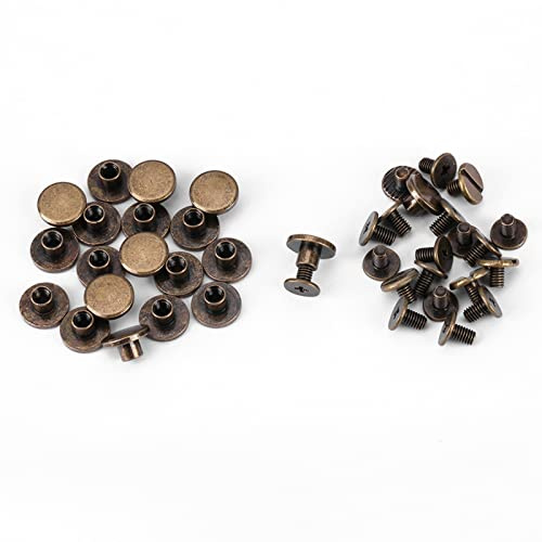 OEBUAFI Rivetti in rame, viti a testa piatta, 20 viti e 20 dadi elettroplaccati, con 5 mm, 6,5 mm, 8 mm, per riparazione bagagli e vestiti (5 mm)