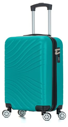 DK Luggage Carry-on 20” Cabin Virgin Atlantic, EasyJet, BA, Jet 2 Hard Shell Hand Luggage Suitcase 4 Wheel Spinner Luggage ABS27 (Aqua, 20 Carry On)