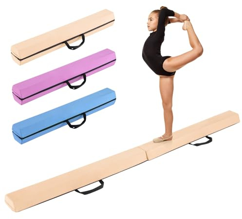 FANTASK Balancierbalken Kinder, Schwebebalken klappbar mit Tragegriff rutschfestem Boden, Gymnastikbalken Balance Beam für Zuhause