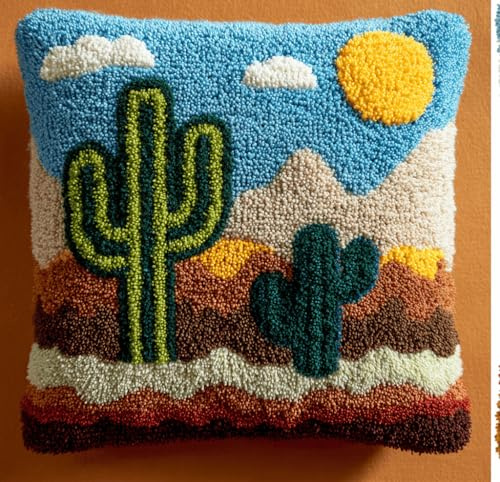 kitphoenix Knüpfkissen Zum Selber Kaktus Knüpfen Knüpfen Set Knüpfteppiche Set 3D Handgemachte Geschenke Knüpfteppich Für Kinder Und Erwachsene Knüpfset 43Cm X 43Cm