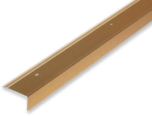 NALine® Treppenwinkel 50 x 28 x 1180 mm gold/gebohrt | stabil & rutschhemmend 3 mm Materilstärke hochwertiges Treppenkantenprofil in L Form