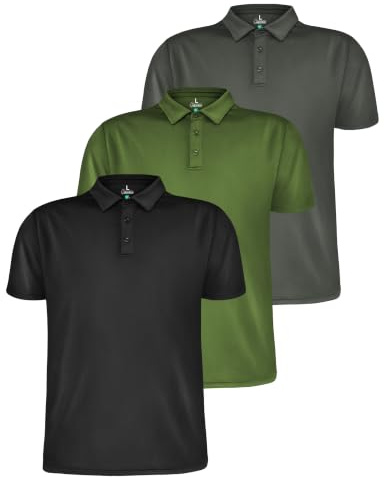 ALPIDEX Funktions Pikétröja Herr 3-pack Andningsbar Golf Tennis Arbete | 100% Polyester, Snabbtorkande, Kortärmad, Funktionell, Sommar, Fritid, Träning, OEKO-TEX, Krage