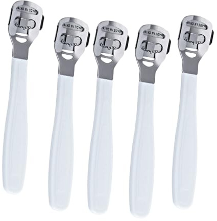 BELLIFFY Outil Pédicure Inox 5pcs pour Enlever Callosités et Traiter Pieds, Rasoir Coupe-callosités pour Usage Individuel et Professionnel
