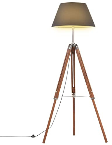 Genérico Lámpara de trípode Madera Maciza de Teca marrón y Negro 141 cm
