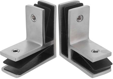 Ciieeo Pinces de Fixation Résistance aux Intempéries Installation Simplifiée Support 2 Pièces Argenté pour Verre Inox 90° pour Panneaux de 10-12mm pour Rambarde Balcon