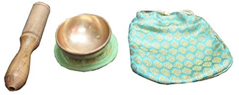 Klangschale aus Indien im Set mit Tasche und Klöppel, klein, wahlweise in 6 cm oder 7 cm Durchmesser (ca. 6 cm)
