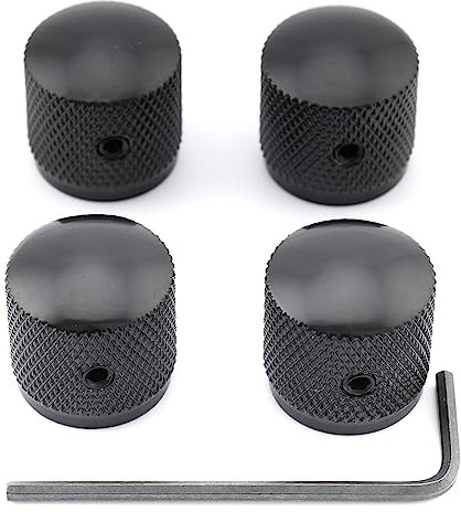 Musiclily Metrisch Gitarren Potiknöpfe Metall Knöpfe Dome Knobs mit Madenschraube für E-Gitarre Bass, Schwarz(4 Stück)