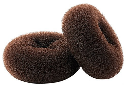 CLOTHOBEAUTY 2-Piece Extra Large Size Hair Bun Donut Maker, Ring Style Chignon Buns Maker (4.3 in. For Thick & Long Hair) - Brown