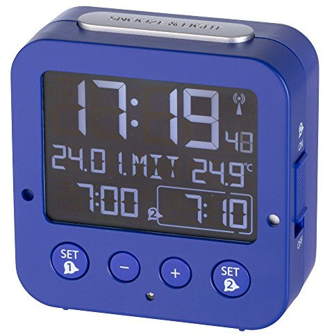 TFA Dostmann 60.2531.06 Bingo Funk-Wecker mit Temperatur, blau
