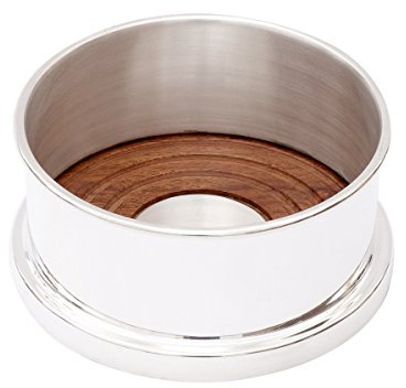 Brillibrum Design Flaschenuntersetzer Versilbert Holz-Boden Rund Personalisierter Weinflaschen-Halter Ø 13 cm Mit Gravur bis 15 Zeichen