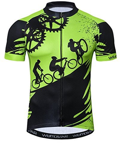 Weimostar Sportbekleidung Radtrikots Kurzarm Fahrradbekleidung Fahrrad top Männer MTB Jersey Atmungsaktive Sommer Schwarz