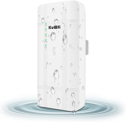 KuWFi 300Mbps Outdoor 4G LTE CPE WiFi Router with Sim Card Slot CAT4 SIM Routers with POE Adapter Work with IPcamera or Outside WiFi Coverage (US Version B2/B4/B5/B12/B13/B14/B66/B71)