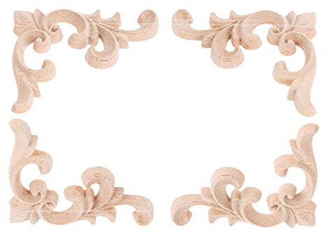 2 Paia di Articoli da applicare, da parete, ad angolo, in legno scolpito, Stile Vintage, per orientamento a destra e sinistra