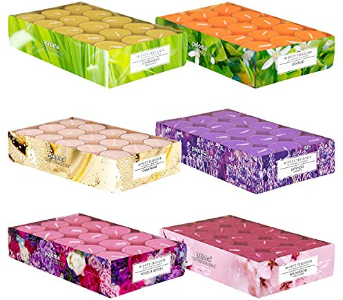 pajoma® Duft Teelichte 180 Stück Duftkerzen frische fruchtige Frühjahr Sommer Düfte in Polycarbonathülle, 6X 30 Teelichte