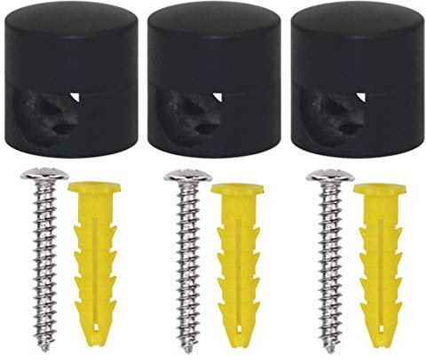 ZOHAR 3 Stück Schwarz Aluminium Zweiteilige Wand- und Deckenpins für Textilkabel Deckenbefestigung Kabelbefestigung Affenschaukel Kabelhänger Aufputz-Kabelhalter für Lampe DIY mit Schrauben & Dübeln
