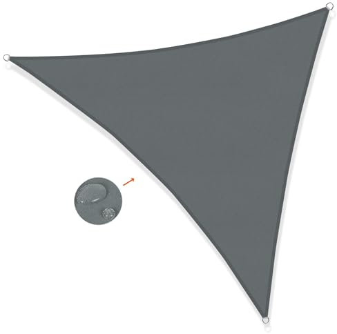 SUNNY GUARD Sonnensegel Wasserdicht 4x4x4m Dreieckig Sonnenschutz Wetterschutz Segel Baldachin UV Schutz für Balkon Terrasse Garten, Grau Anthrazit