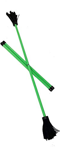 Zeekio Z-Stix Professional Juggling Flower Sticks-Devil Sticks and 2 Hand Sticks, Beginner Friendly - Neon Series (Banshee (17 HS 26 Stick), Green)