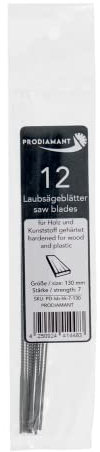 PRODIAMANT Laubsägeblatt 12 Stück 130mm Made in Germany (Holz, Größe 7 mittel)