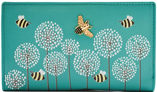Mala Leather Moonflower Compact Bee Geldbörse – 3554-56, türkis, Dimensions: 15 x 9 x 2.5 cm