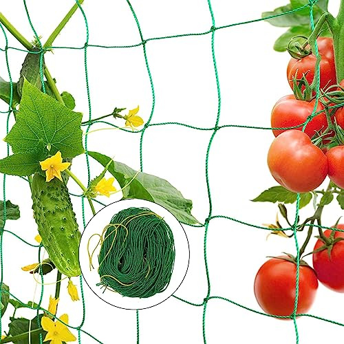 LSRVNM Ranknetz für Gurken mit Großen Maschen, Pflanze Ranknetz, Tomaten Rankhilfe, Rankgitter Pflanzenstütze für das Perfekte Wachstum von Tomaten, Gurken und Kletterpflanzen (2X5m)