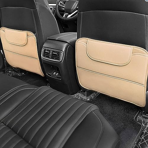 REROM 2 Stück Autositz Schutz Rückseite Kinder für Cupra Ateca/Born/Formentor/Leon/TCR/E-TCR, Rückenlehnenschutz und Organizer, Wasserdicht und Pflegeleicht,- Beige