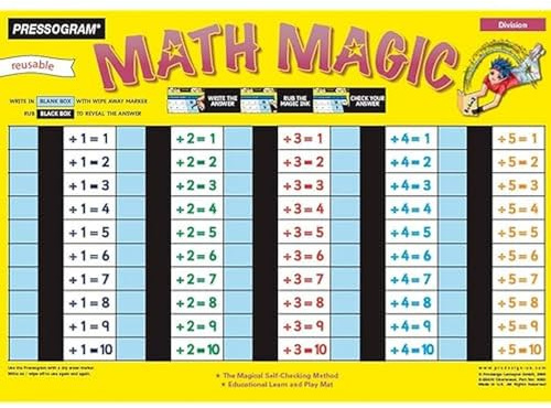 TimeTEX - Zaubertafel Mathematik - Englisch Division Ergebnis | Rechen-Tafel mit Selbstkontrolle zum spielerischen Lernen und Üben von Division auf englisch | Inhalt: Englisch Division Ergebnis