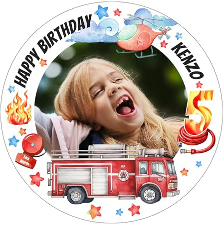 Tortenaufleger Muffinaufleger Feuerwehr Geburtstag Einschulung - mit Foto aus Fondant Oblate Dekorpapier