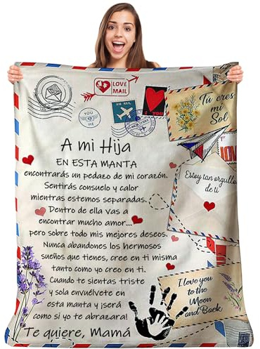 Zinello Design - Manta Personalizada para Regalar a Tu Hija, Firmada Mamá | Idea de Regalo Original para un Cumpleaños, Navidad, Día de la Madre, Boda | Plaid Cobertor Cubrecama (150 x 200 cm)