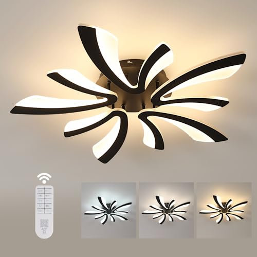 Comely Plafón LED Regulable 48 W – 5400 lm – Luz 3000-6500 K – Diseño Negro 70 cm x 9 cm – Lámpara de Techo con Mando