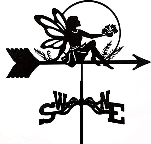 ANCNA-U Metal wind vane Garden Stake Weather Vane with Donkey Fairy elf Matador Ornament,Wind Direction Indicator Garden Yard Roof weathervane Professional Measuring Tool,Fairy Elf