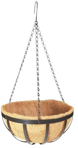 Fioriera da appendere in noce di cocco, vaso da appendere in guscio di cocco, supporto per piante da cocco da appendere, vaso da fiori di palma da cocco, cestino rotondo per piante per casa e giardino