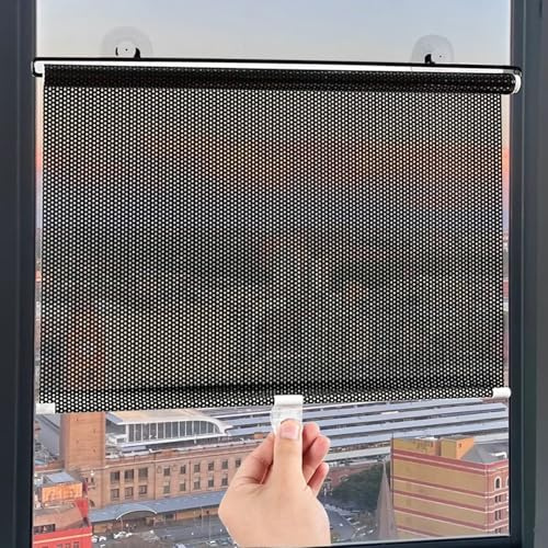 Store Enrouleur sans Perçage,Store de Fenêtre à Ventouse,Stores Occultants de Protection Solaire,Rideau Pare-Soleil Rétractable,Store Thermo pour Toit,6 Tailles 40 x 125cm
