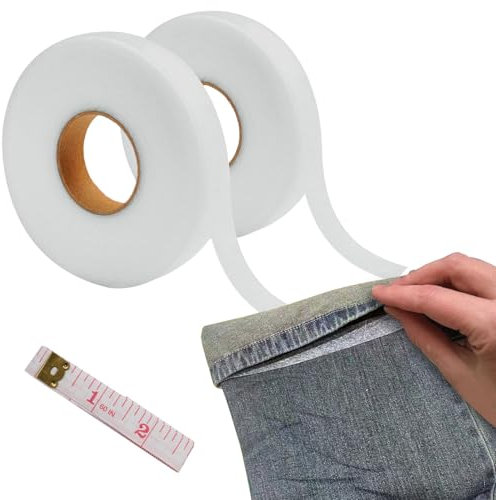 Miionwii 2 Pcs Wonder Web Hemming Tape 128 Metres, Hem Tape Iron on 140 Yards, 2cm Wide No Sewing Iron on Tape Roll Fabric Fusing Tape for DIY Crafts, Attaching Badges, Trouser and Clothing Repairs