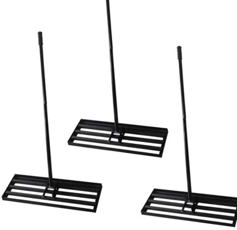 Râteaux 3 Pcs Niveleur De Sablière Détachable, 51.2-74 Inch Adjustable Screening Rake For Farm Yard Golf Field, Râteau À Terre En Fer Avec Poignée En Caoutchouc Antidérapante Et Outil De Montage