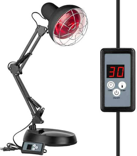 Zrwuldu Rotlichtlampe Wärmelampe 100W Infrarotlampe Infrarotlicht-Rotlicht Wärmestrahler Infrarotlichtlampe mit Timer & Temperaturregelung – Tragbar für Zuhause