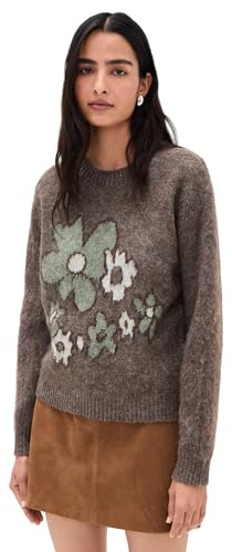 ASTR the label Women's Conetta Sweater, Brown Green Floral, XS