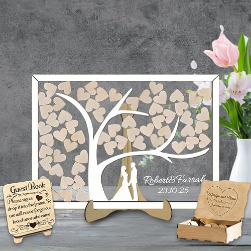 SosnSusn Albero della Famiglia Personalizzato Libro degli Ospiti Alternativo Il Matrimonio Albero della Vita in Legno Libro degli Ospiti Decorativo Libro di Matrimonio Rustico Idee per Il Matrimonio