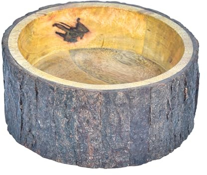 Vivanta Handgjord mangoträ dekorativ skål med naturlig trädbark – 17,8 cm x 7,6 cm rustik träskål för mellanmål, smycken, potpurri, nycklar och heminredning – bondgårdsaccent
