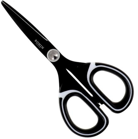 Bohin BO25816 Ciseaux Professionnels Manche Ergonomique Revêtement Titane pour Projets de Tricot Crochet, Acier Inoxydable, Noir, 16 cm