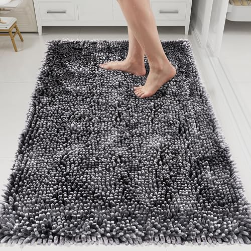 HOMEK Chenille Bathroom Rugs, 120×180cm Luxury Bath Rug, Extra Thick Soft and Absorbent Bathroom Mat, Non Slip Machine Washable Bath Mat for Bathroom Floor, Tub and Shower, Toilet, Home Entrance