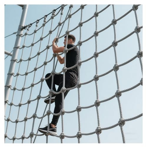 KDSD8FFF 200x200cm Klettersicherheitsnetz Aus Polyamid Für Kinder, Strickleiter, Schaukel, Robustes Großes Militär-Kletternetz Für Ladung, LKW-Anhänger