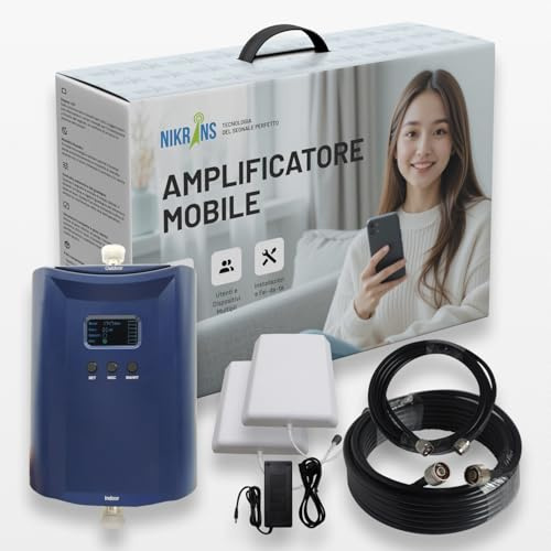 Nikrans Amplificateur 4G GSM 3G Bande 1/3/7/8/20 - Amplificateur de Signal Cellulaire Penta-Bande - pour Orange/SFR/Bouygues/Sosh - Tous Opérateurs - Support Multi-Appareils - pour Maison/Bureau