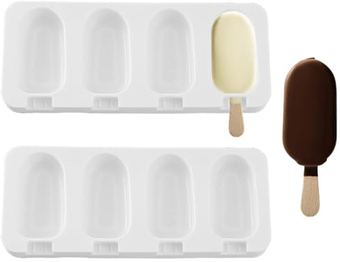 2 Pcs Ice Lolly Moulds with Sticks, Silicone ICES Cream Moulds Ice Pop Moulds Popsicle Mould Cakesicle Mould with 100 Sticks for Ice Cream, Chocolate, Sorbets, Pudding