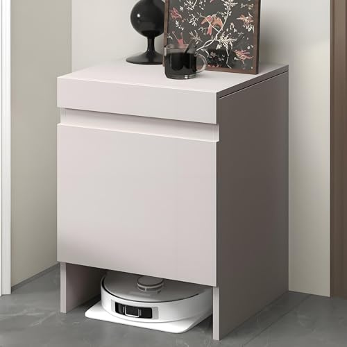 Valdoza Versteckter Staubsauger-Schrank mit Türen, Platzsparender Holzschrank mit Ausziehbarer Oberseite zum Wasserwechsel, Für Wohnzimmer, Schlafzimmer, Küche(Gray)