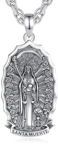 EUDORA Harmony Ball Totenkopf Memento Mori Kette für Damen Herren Sterling Silber S925, Heiliger Tod Anhänger Schädel Rosen Halskette Vintage Amulett Schmuck, Geschenk für Herren Frauen, 22+2inch